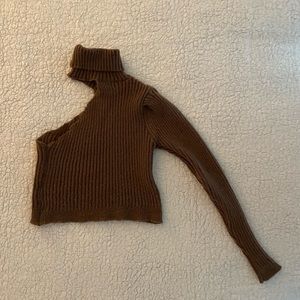 SHEIN one shoulder turtleneck crop sweater